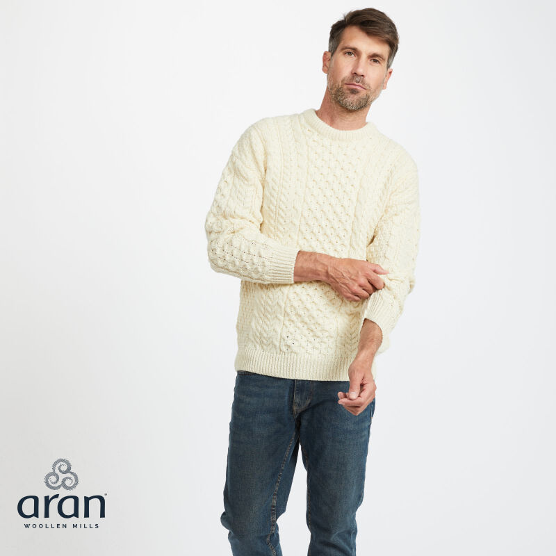 Crew Neck Traditional Aran Sweater